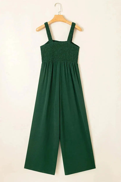Smocked Square Neck Wide Leg Jumpsuit Women UK