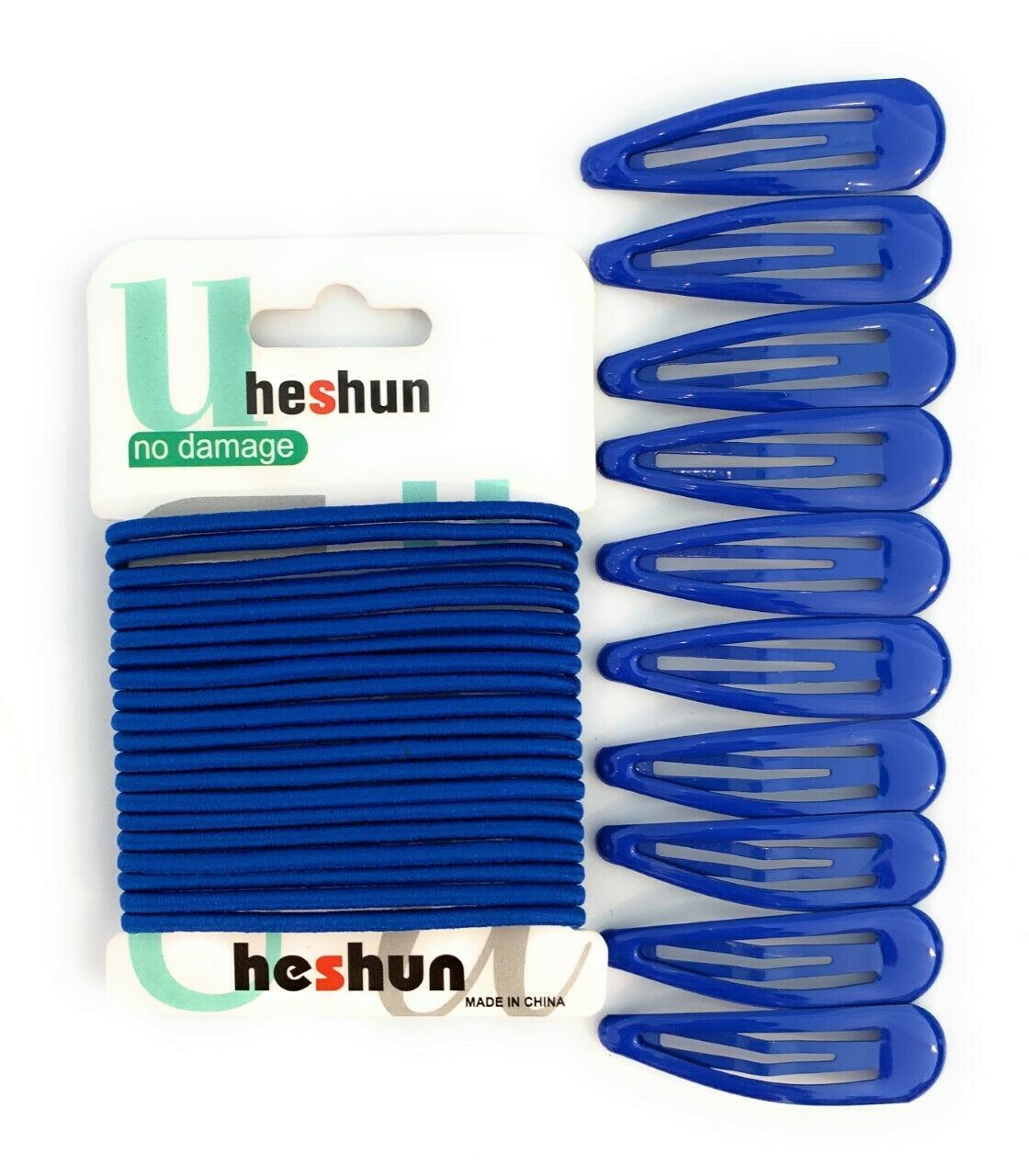 30 PCS Sleepie Elastics Hair Head Bands Snap Clips Hairbands Bobbles SCHOOL SET[Royal Blue,Full Set (Hair Elastics and Clips)]