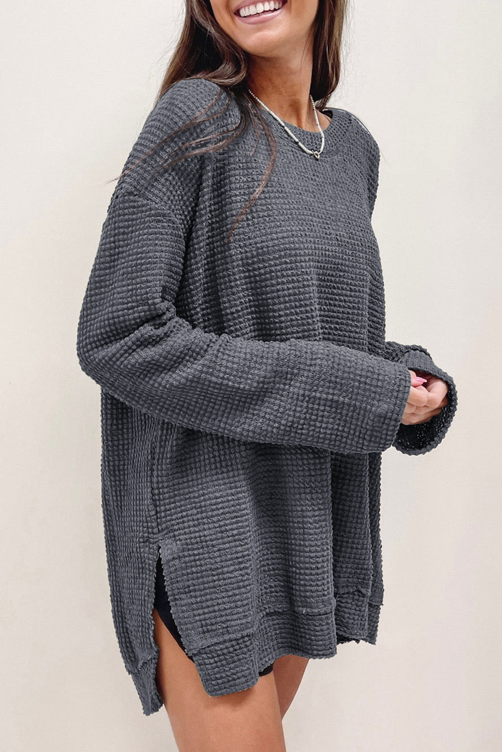 Moss Green Textured Knit Top | Plus Size Long Sleeve