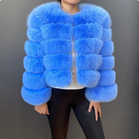 Faux Fox-fur Patchwork Thickened Warm Fur Coat