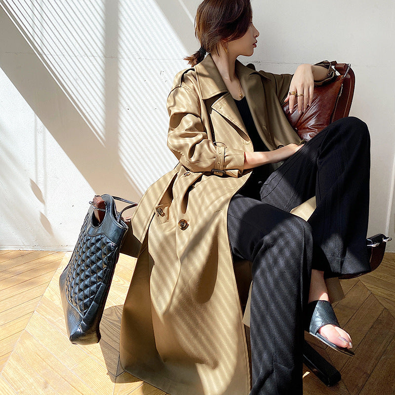 Women's New Spring And Autumn Windbreaker Mid-length Coat