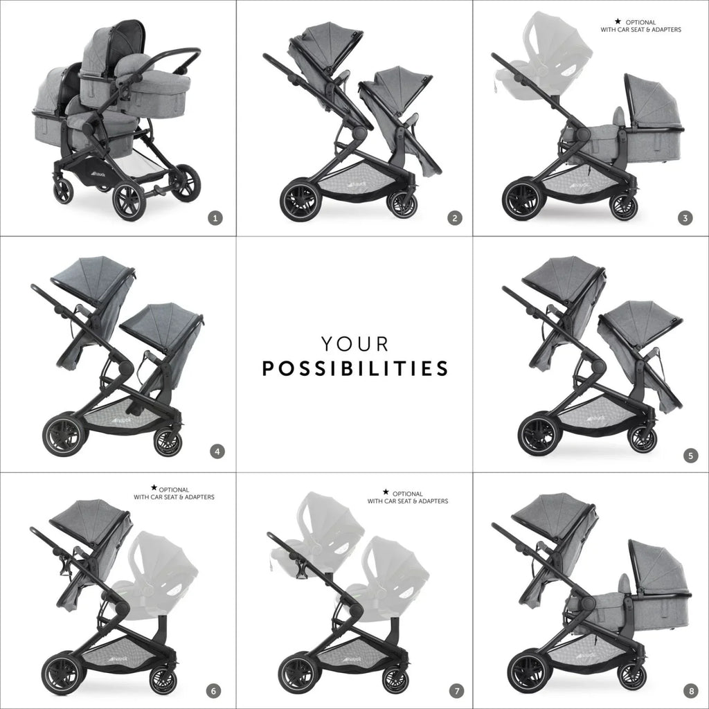 Hauck Atlantic Twin Double Stroller - Grey
