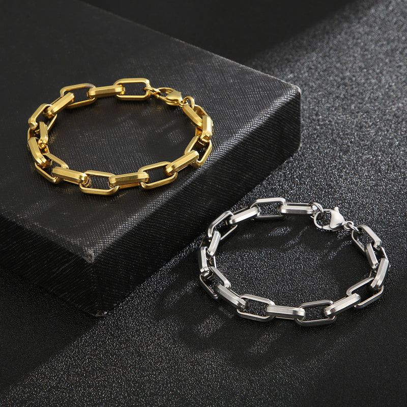 Men's Titanium Steel Bracelet Ins Niche Design Hip-hop Geometric Bracelet