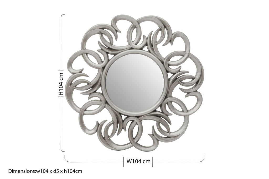 Adelere Silver Swirl Round Wall Mirror