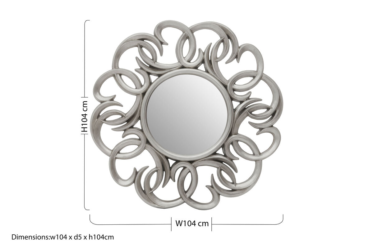 Adelere Silver Swirl Round Wall Mirror