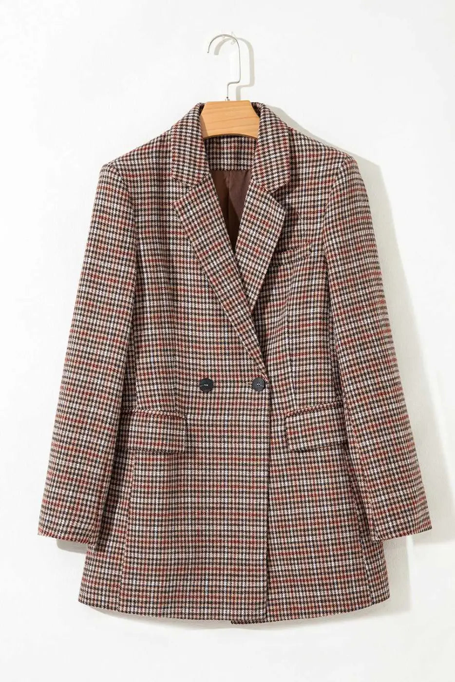Brown Houndstooth Fitted Blazer Women UK
