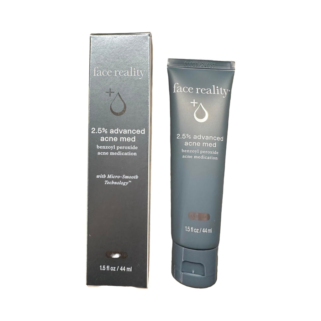 Face Reality Skincare 2.5% Acne Med – Benzoyl Peroxide Treatment for Normal to Oily Skin (Off White)