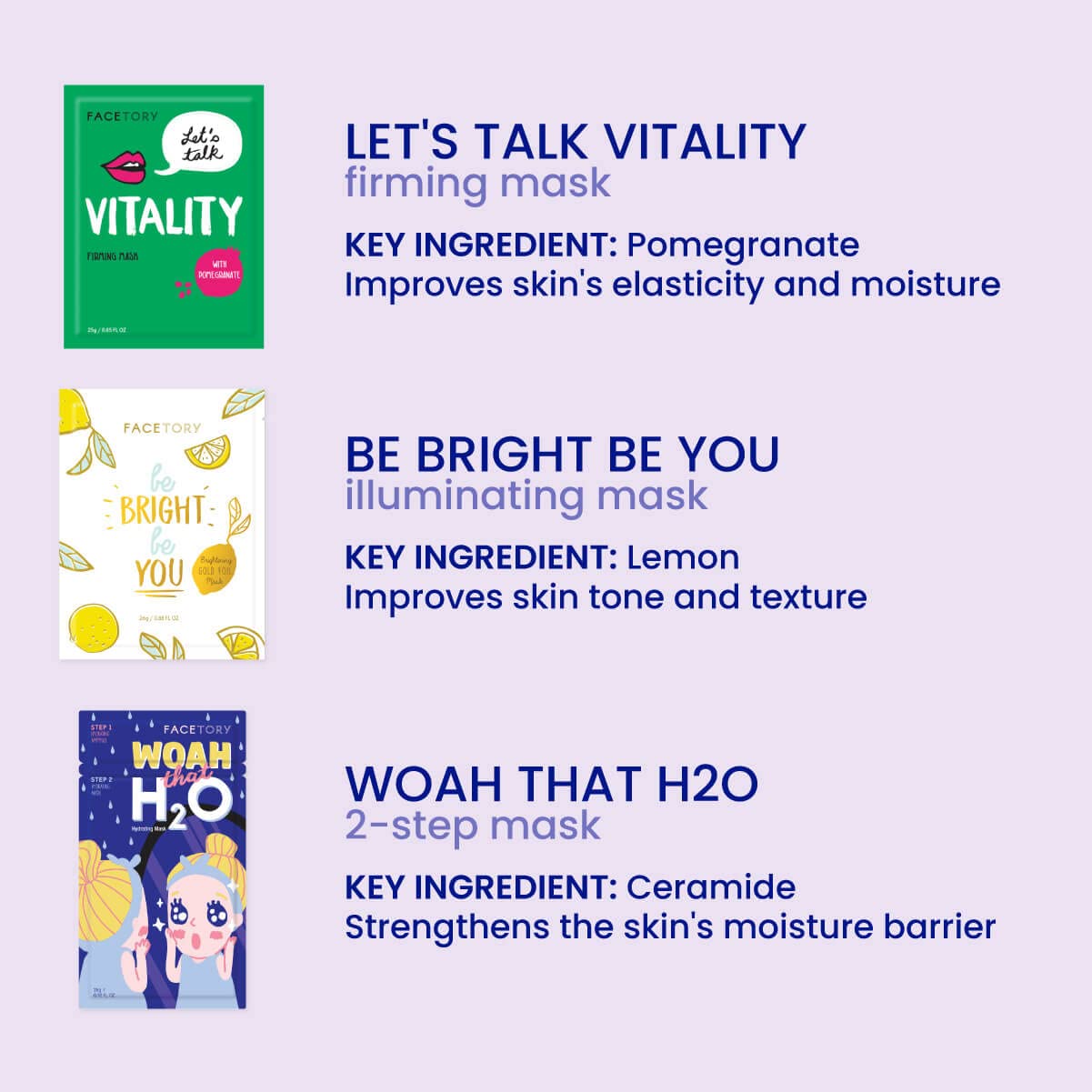 FACETORY Best of 7 Collection – 21pc K-Beauty Sheet Masks for All Skin Types