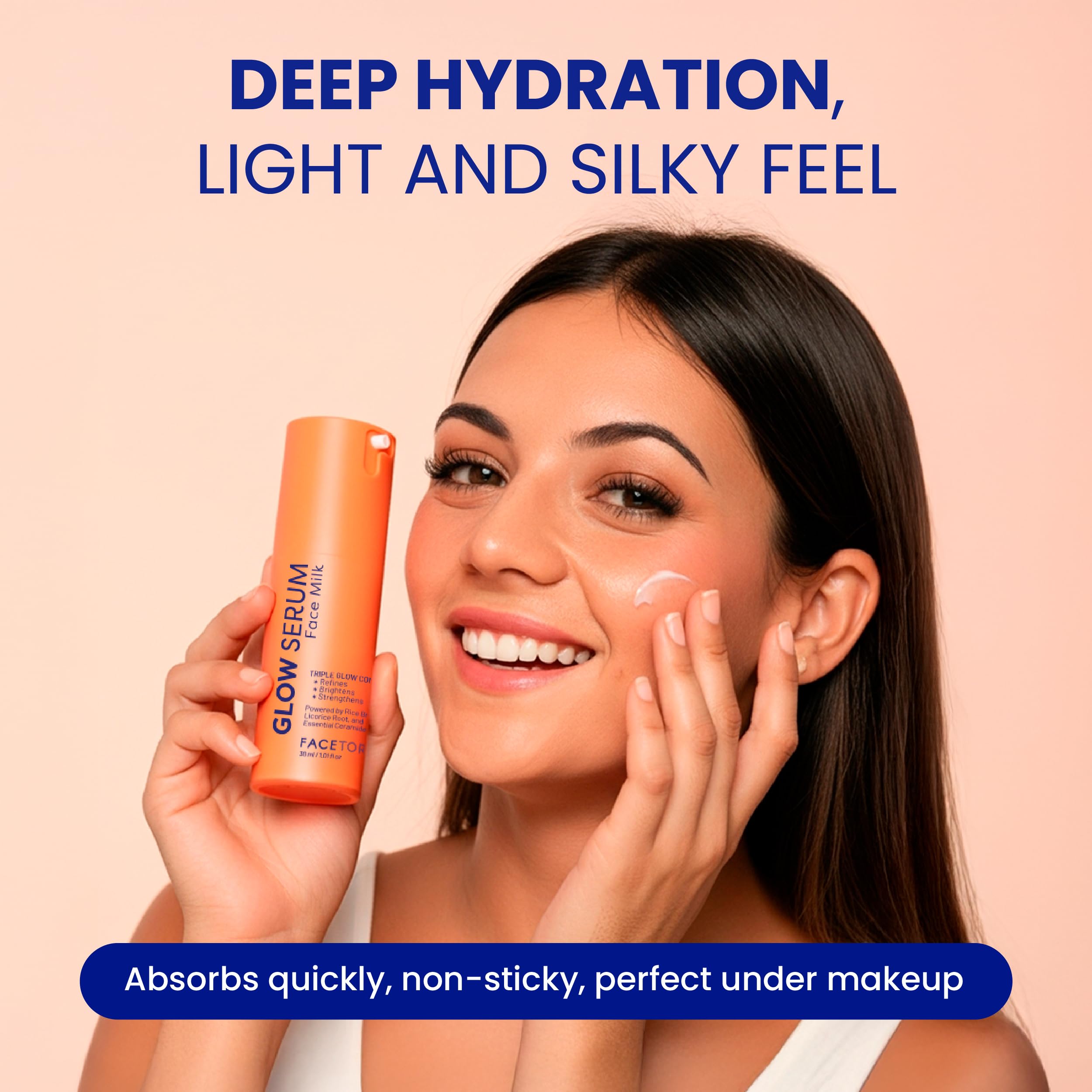 FaceTory Glow Serum Face Milk – Hydrating Korean Serum with Rice Bran, Licorice Root & Ceramides