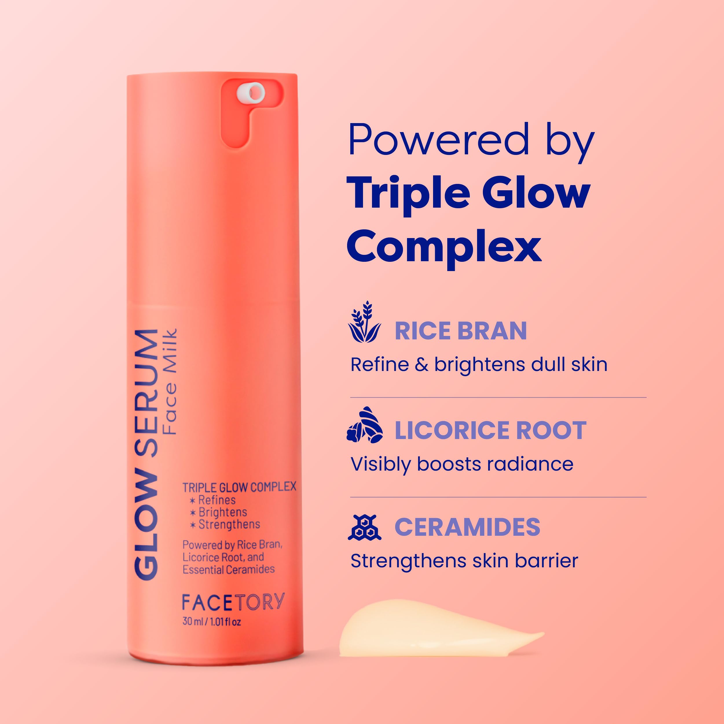 FaceTory Glow Serum Face Milk – Hydrating Korean Serum with Rice Bran, Licorice Root & Ceramides