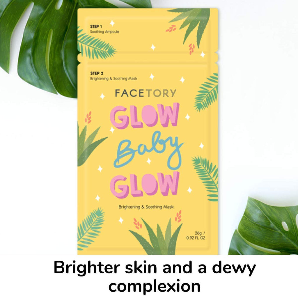 FACETORY Glow Baby Glow 2-Step Sheet Mask with Niacinamide & Aloe – Hydrating 5 Pack