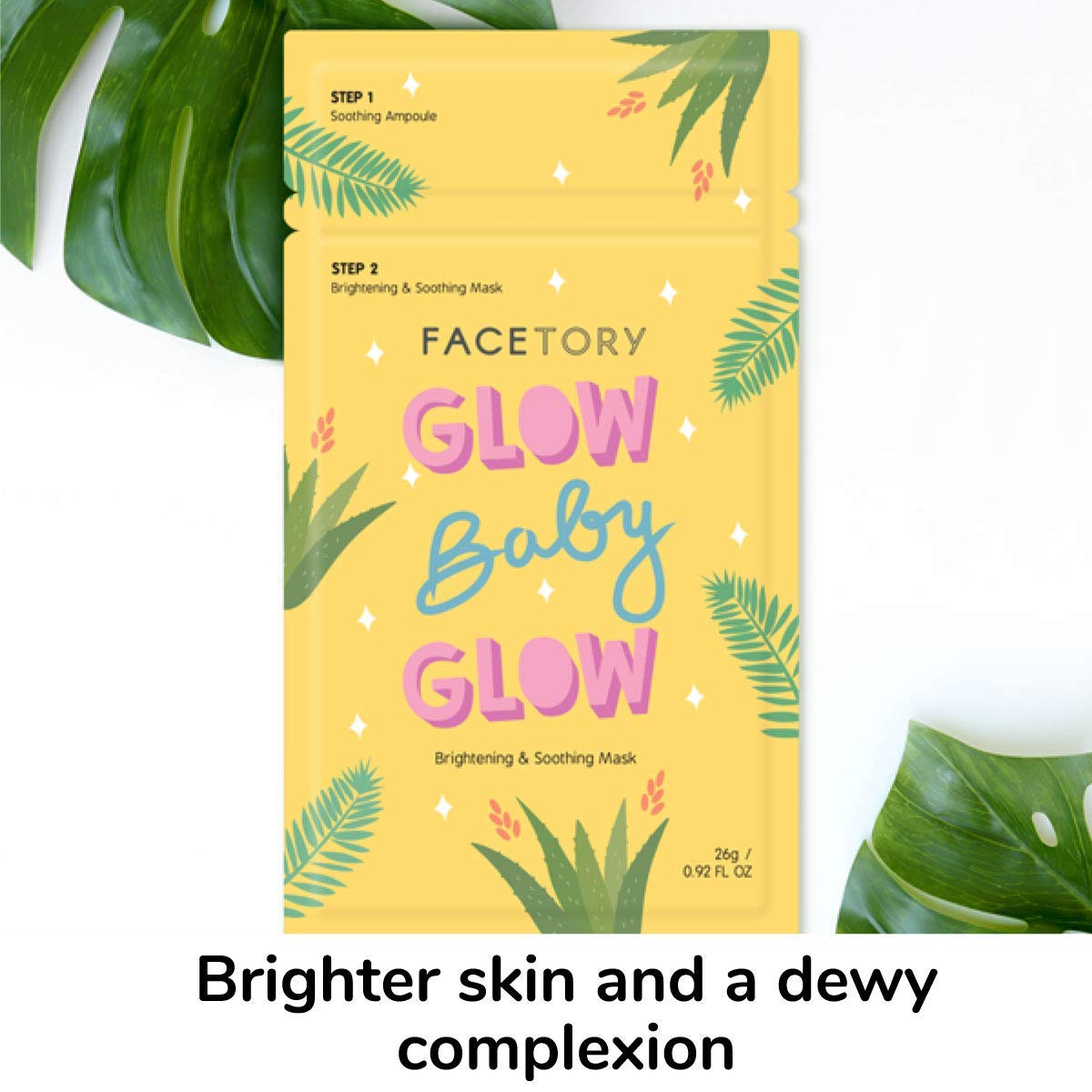 FACETORY Glow Baby Glow 2-Step Sheet Mask with Niacinamide & Aloe – Hydrating 5 Pack