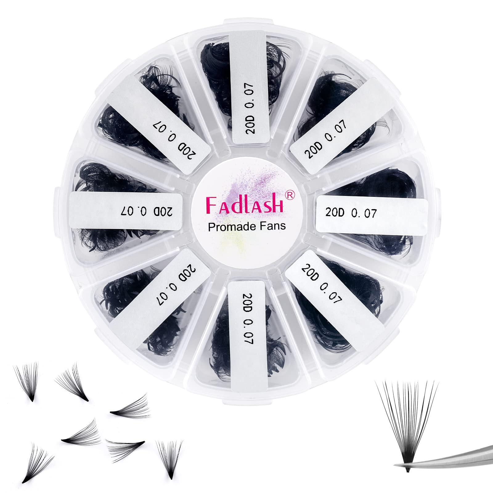 FADLASH 1000 Mixed Premade Fans – 20D D-Curl Lash Extensions (15–20mm)