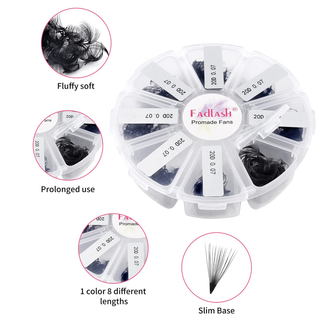 FADLASH 1000 Mixed Premade Fans – 20D D-Curl Lash Extensions (15–20mm)