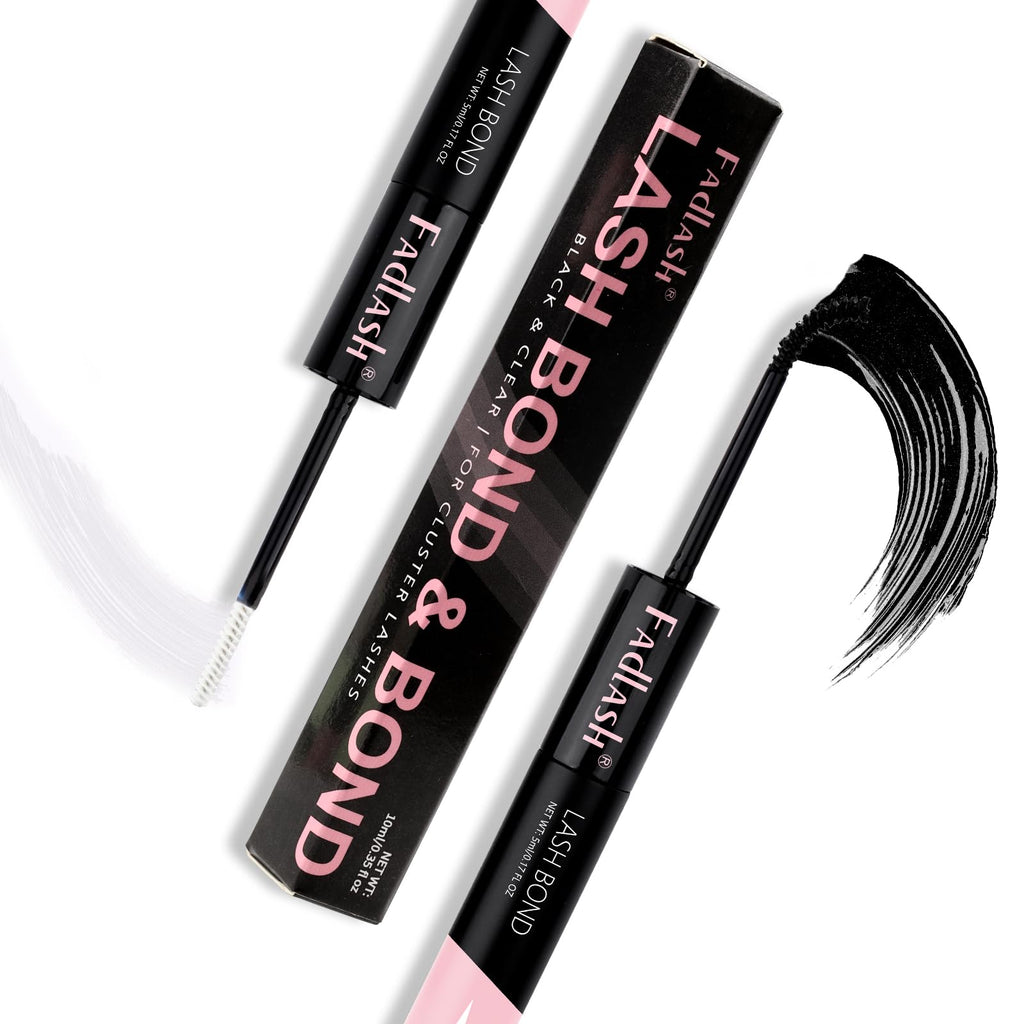 FADLASH 2-in-1 Cluster Lash Glue – Black & Clear, 72h Waterproof Hold