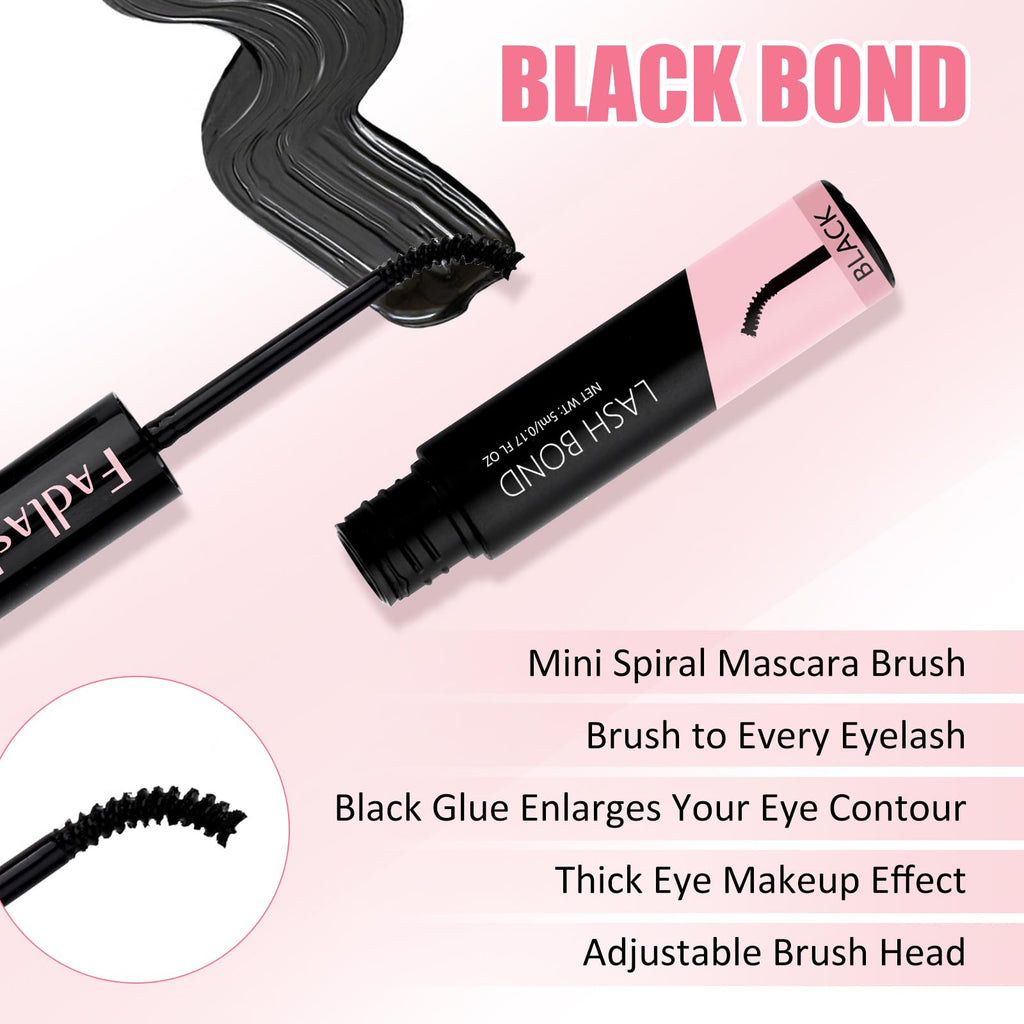 FADLASH 2-in-1 Cluster Lash Glue – Black & Clear, 72h Waterproof Hold