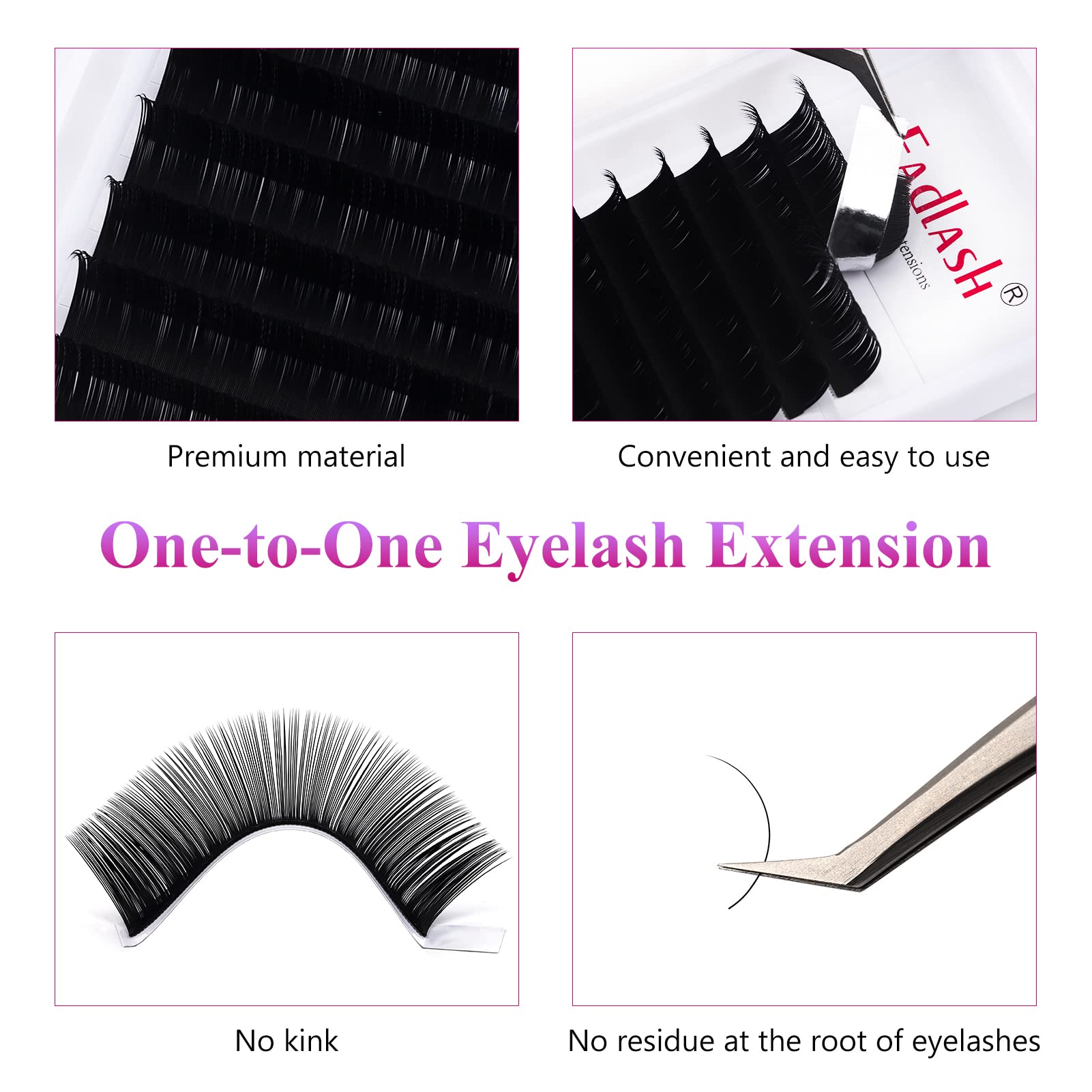 FADLASH Eyelash Extension D Curl 0.15 - 15mm | Classic Silk Lashes for Professionals
