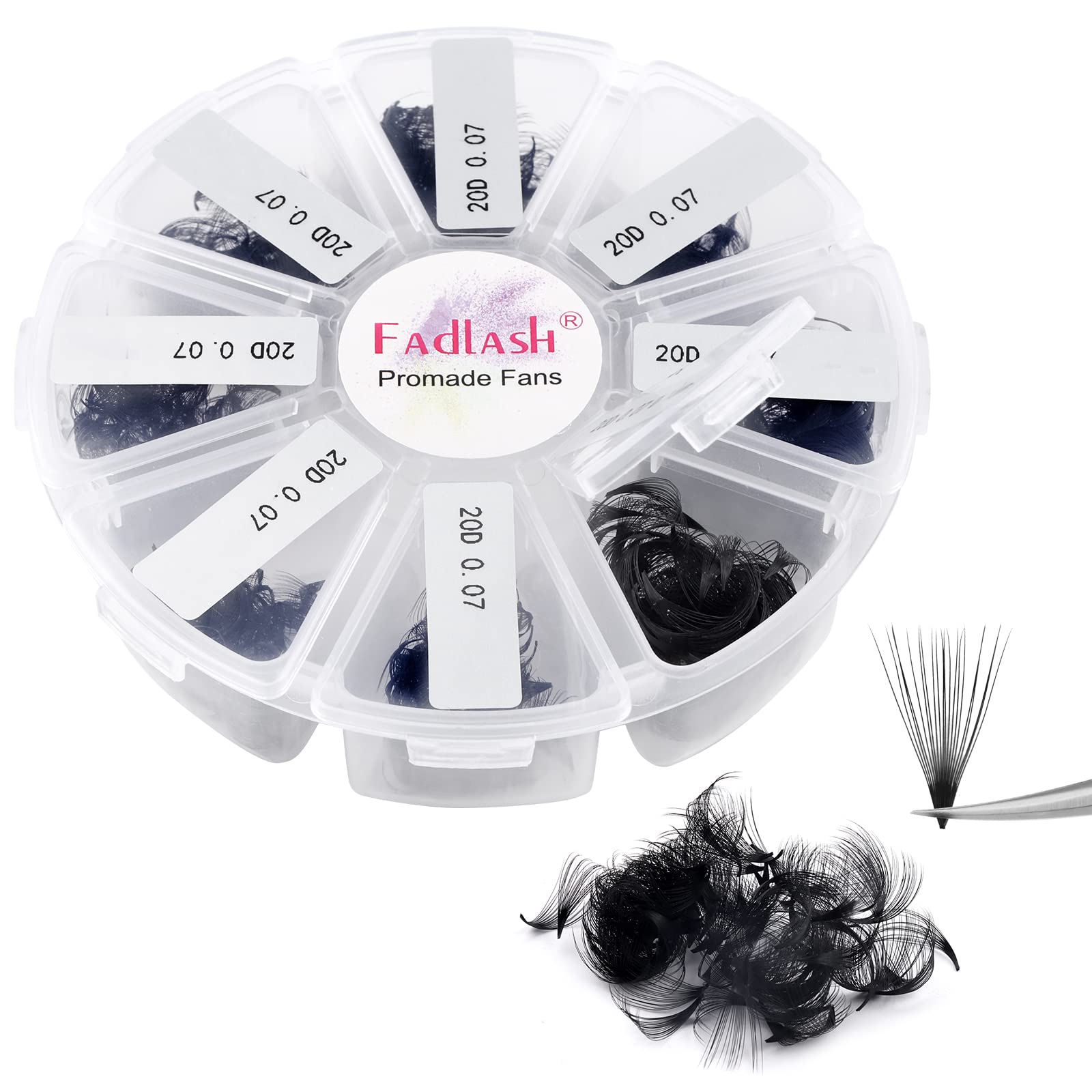 FADLASH 1000 Mixed Premade Fans – 20D D-Curl Lash Extensions (15–20mm)