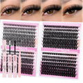 FADLASH Lash Clusters Kit 560Pcs | 8-16mm D-Curl DIY Extensions with Bond & Seal