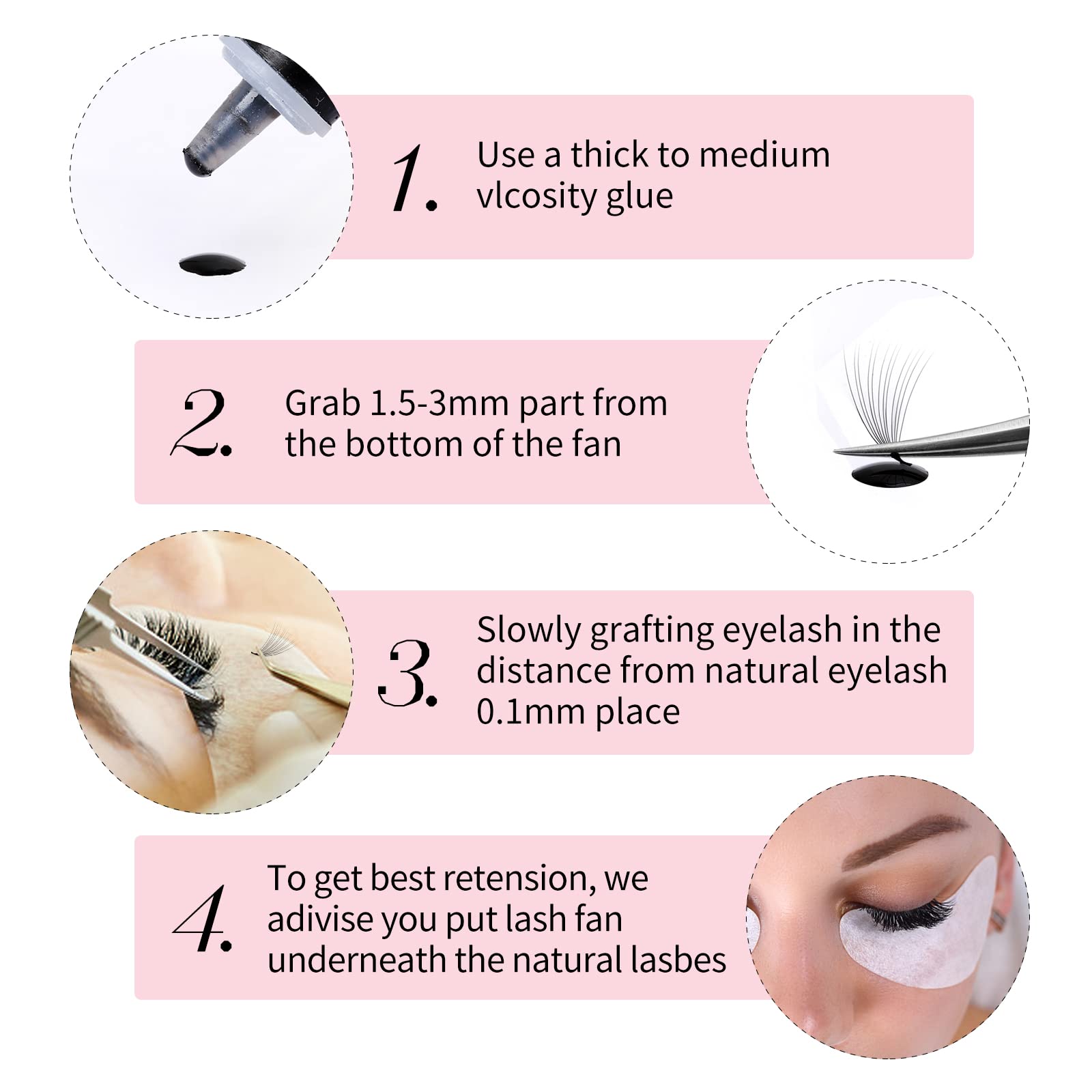 FADLASH Volume Lash Extensions – Premade Fans 1000pcs | 5D-16D, 9–20mm Mixed Tray