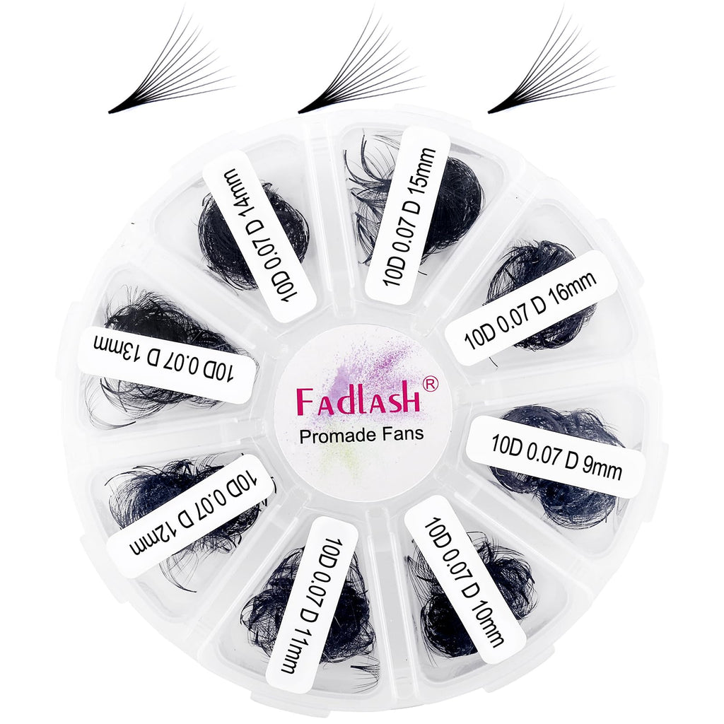 FADLASH Premade Fans Lash Extensions – 1000pcs Volume Fans, D Curl, 9–16mm (10D–20D)