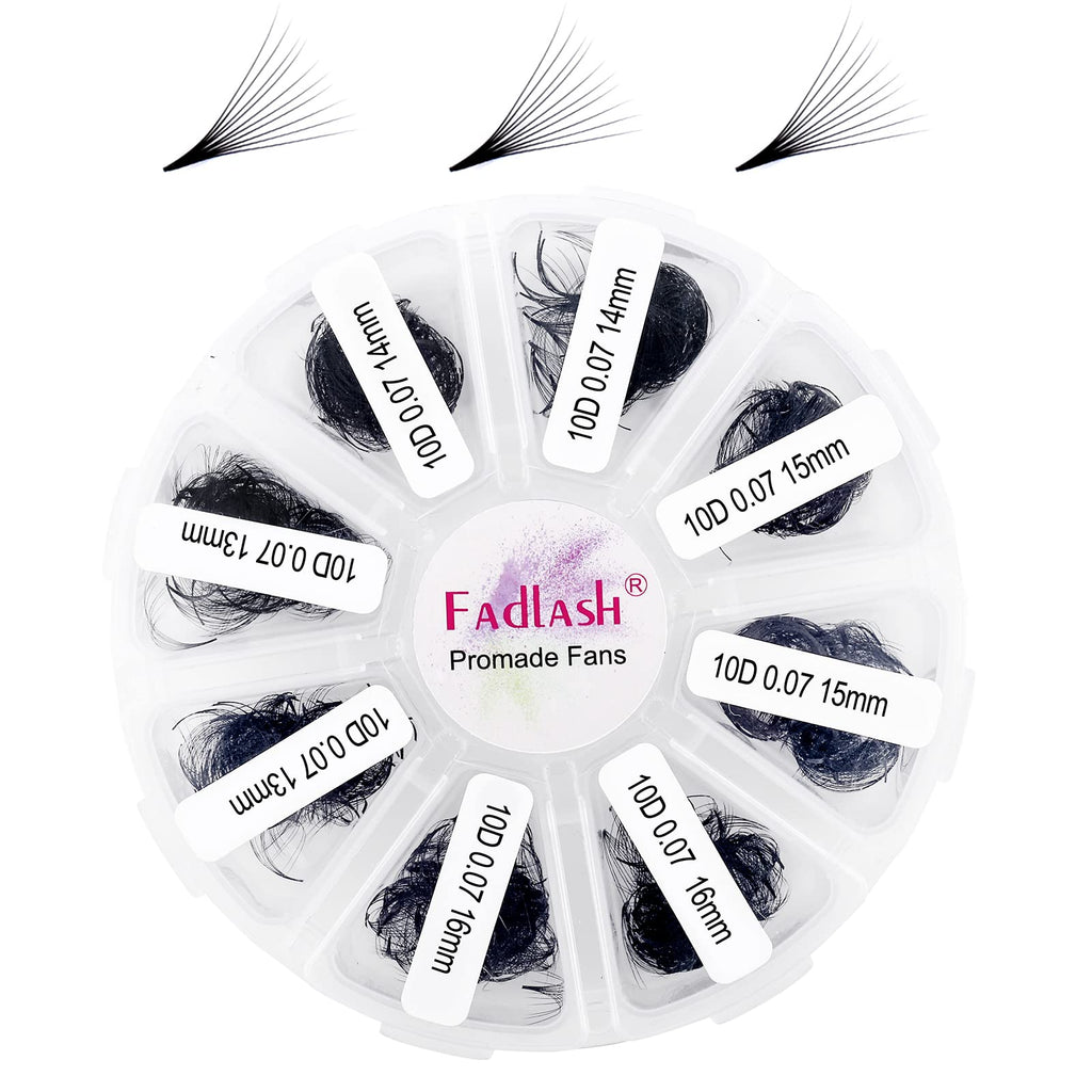 FADLASH Premade Fans Eyelash Extensions 1000-Pack | 10D-0.07C, 13-16mm