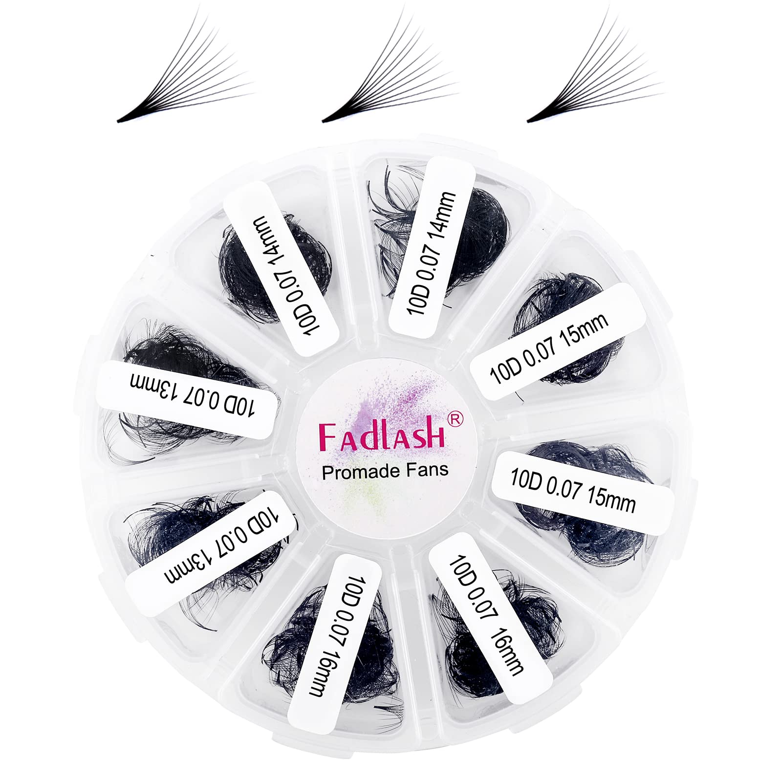 FADLASH Premade Fans Eyelash Extensions 1000-Pack | 10D-0.07C, 13-16mm