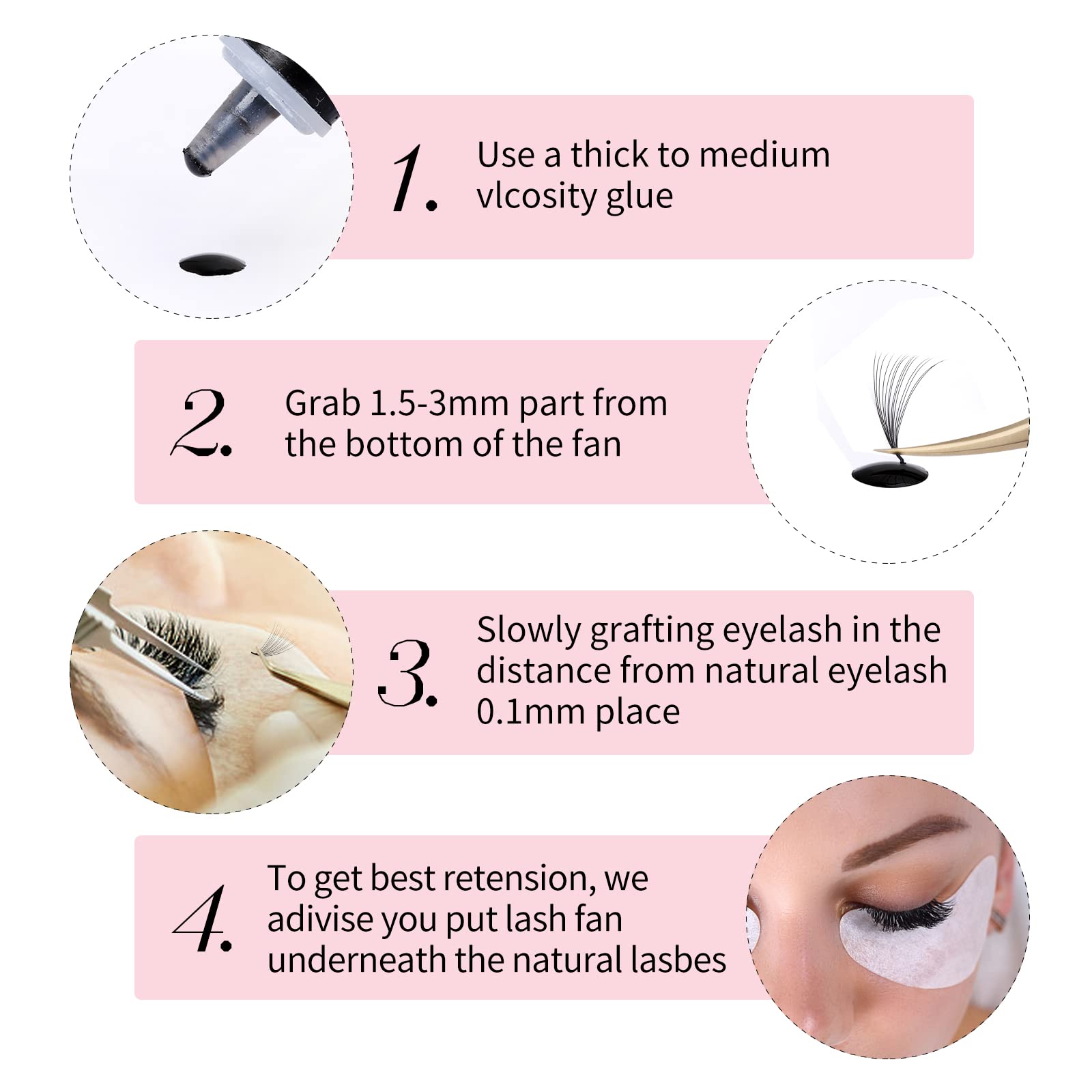 FADLASH Lash Extension Premade Fans 1000pcs – D Curl 14D-0-05D, 9-16mm Mixed Pack