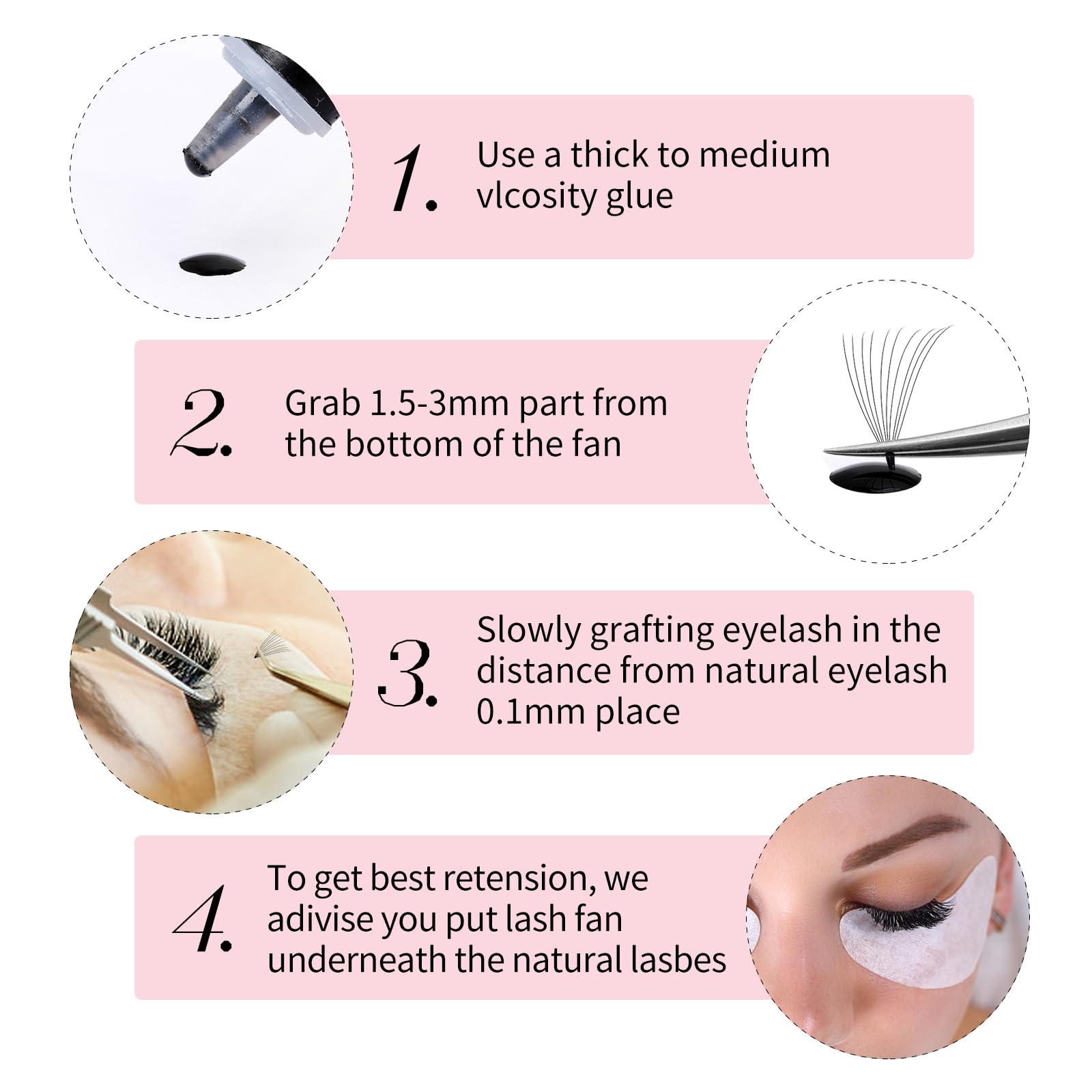 FADLASH Premade Fans Lash Extensions – 1000pcs Volume Fans, D Curl, 9–16mm (10D–20D)