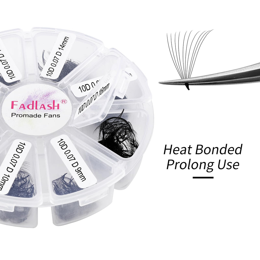 FADLASH Premade Fans Lash Extensions – 1000pcs Volume Fans, D Curl, 9–16mm (10D–20D)