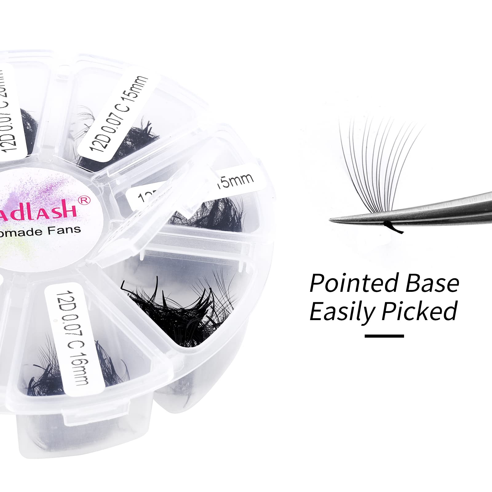 FADLASH Premade Fans Eyelash Extensions – 1000pcs, 12D-0.07C, 15-20mm