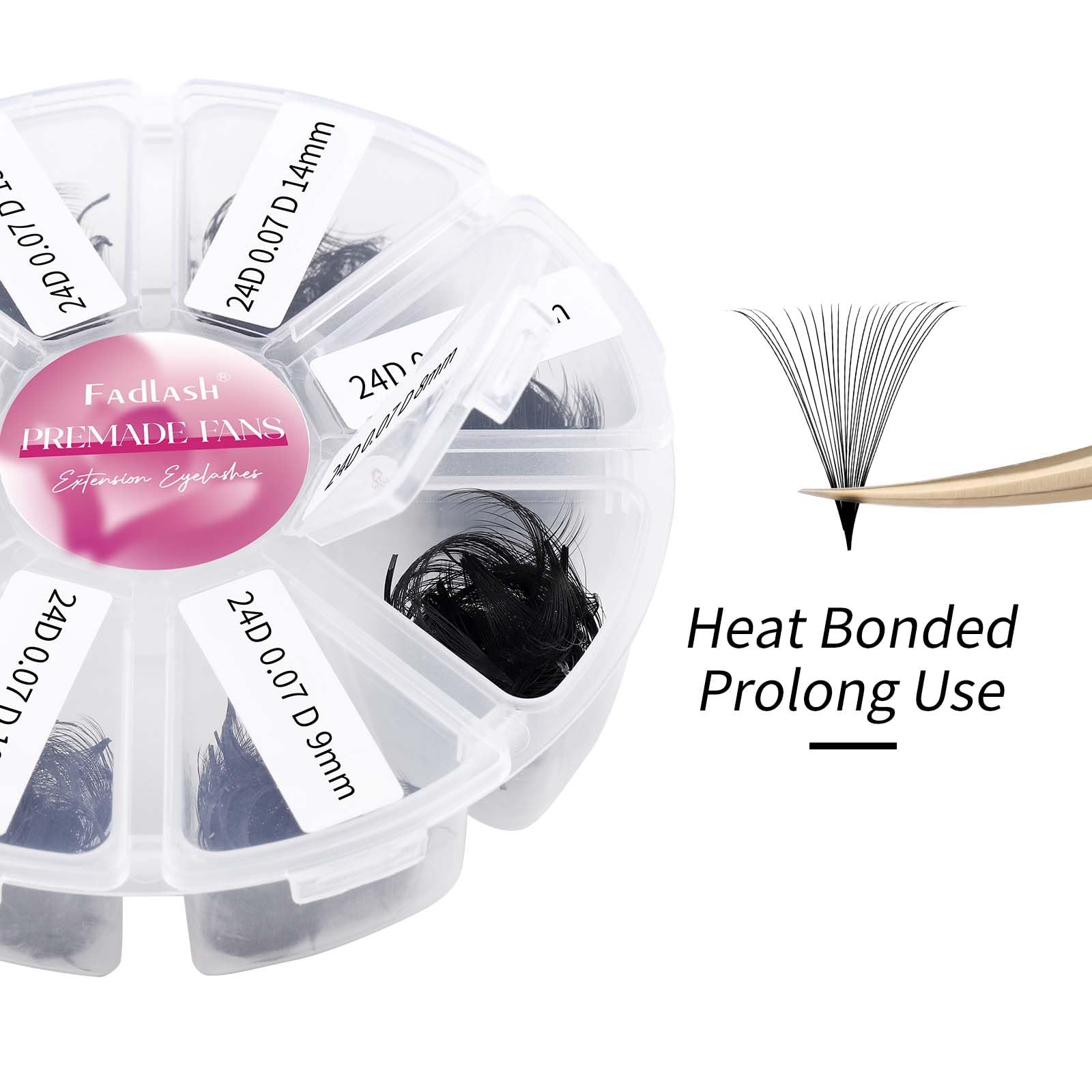FADLASH 1000 Fans Premade Volume Extensions – 24D D Curl, Thin Base, Premium Premade Fans
