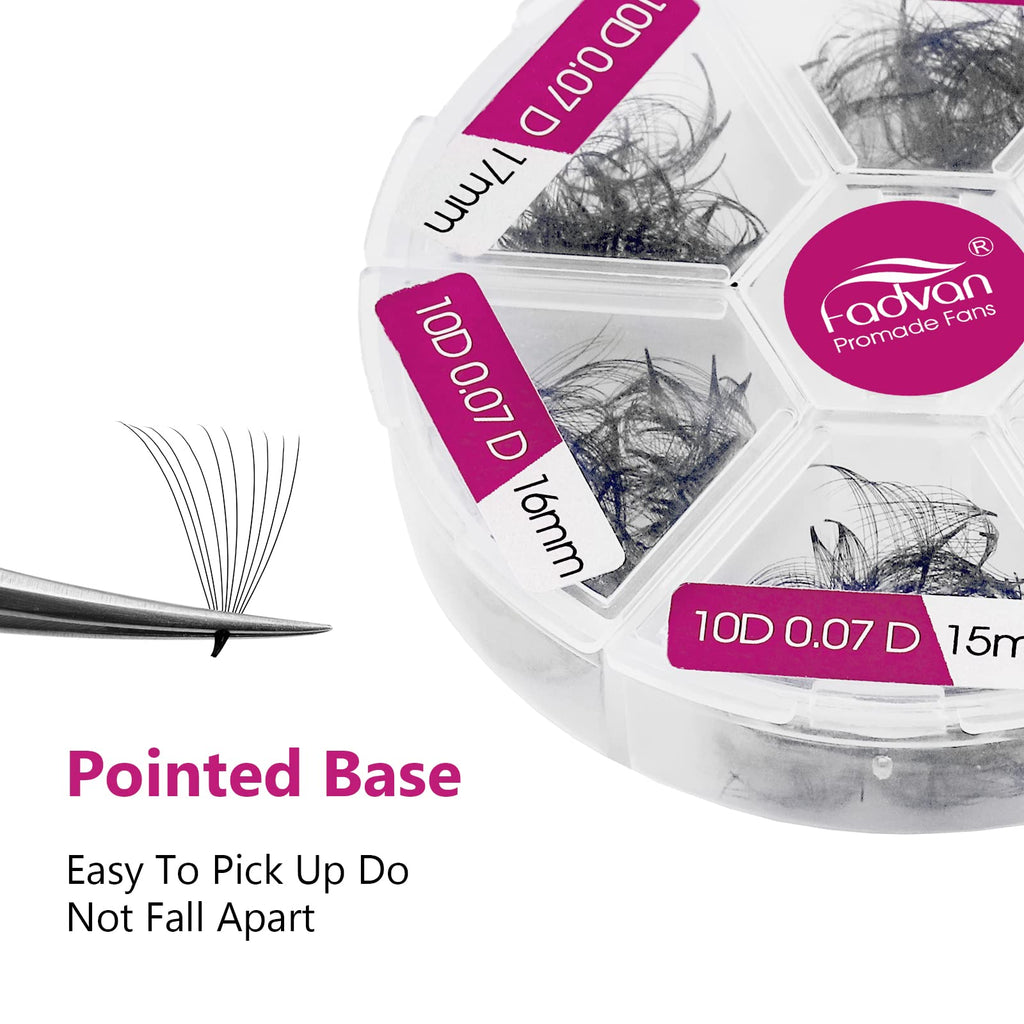 FADVAN 600 Premade Fans Eyelash Extensions | 15-20mm, 10D-0.07D, Mixed Tray