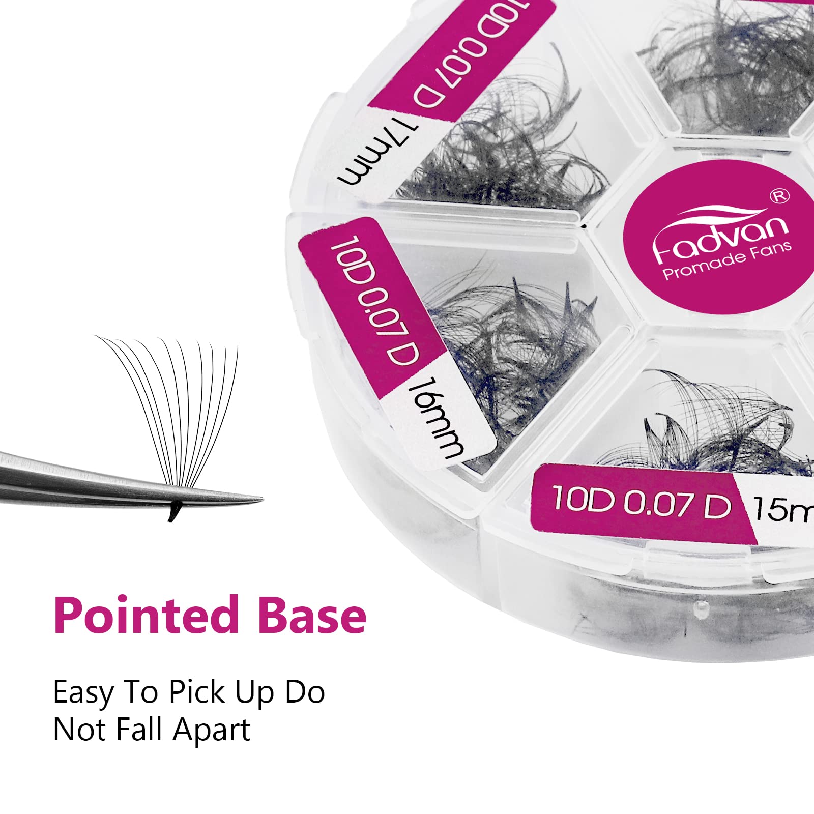 FADVAN 600 Premade Fans Eyelash Extensions | 15-20mm, 10D-0.07D, Mixed Tray
