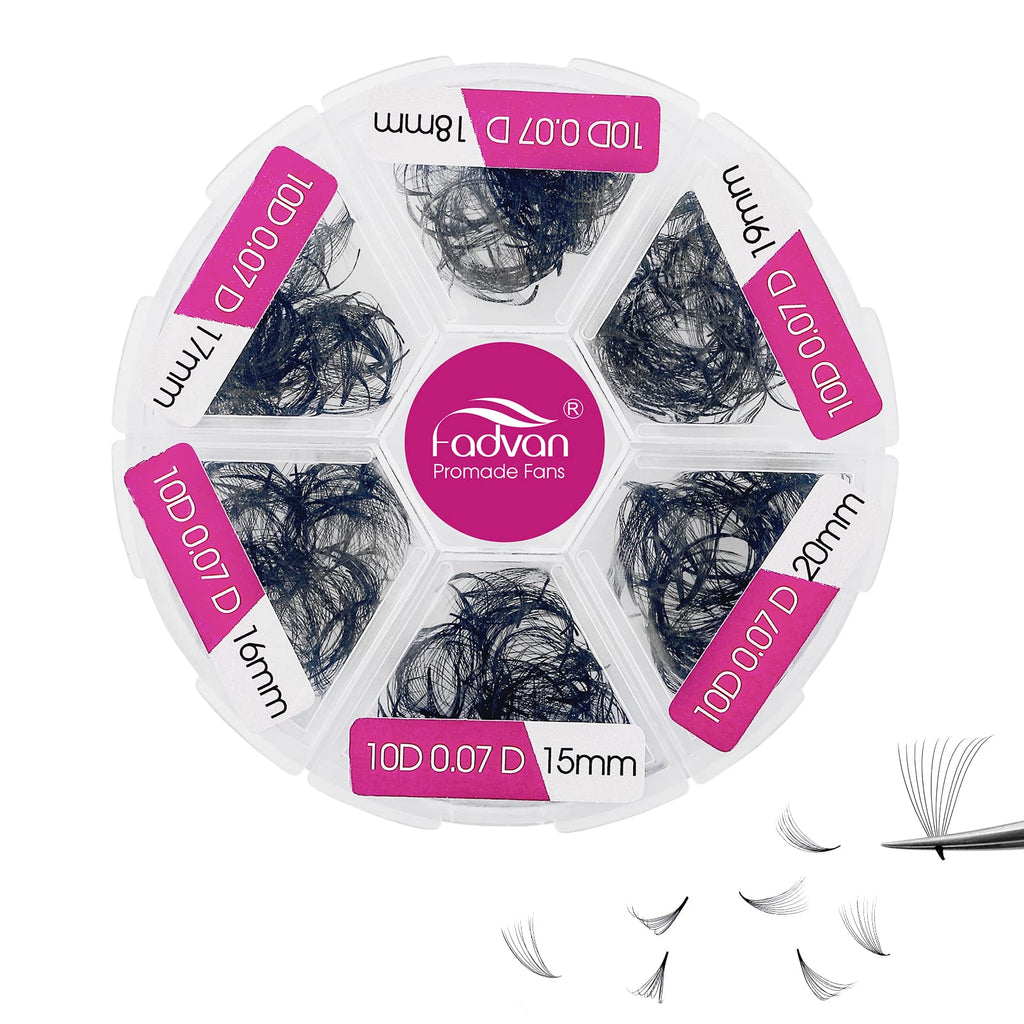 FADVAN 600 Premade Fans Eyelash Extensions | 15-20mm, 10D-0.07D, Mixed Tray