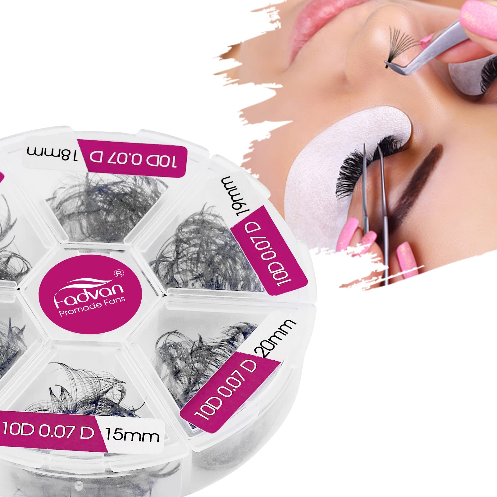 FADVAN 600 Premade Fans Eyelash Extensions | 15-20mm, 10D-0.07D, Mixed Tray