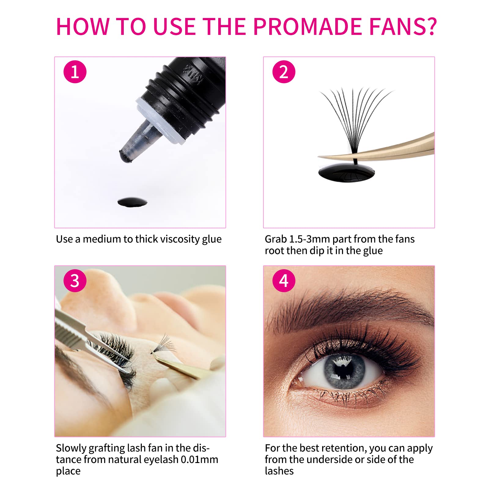 FADVAN 600 Premade Fans Eyelash Extensions | 15-20mm, 10D-0.07D, Mixed Tray