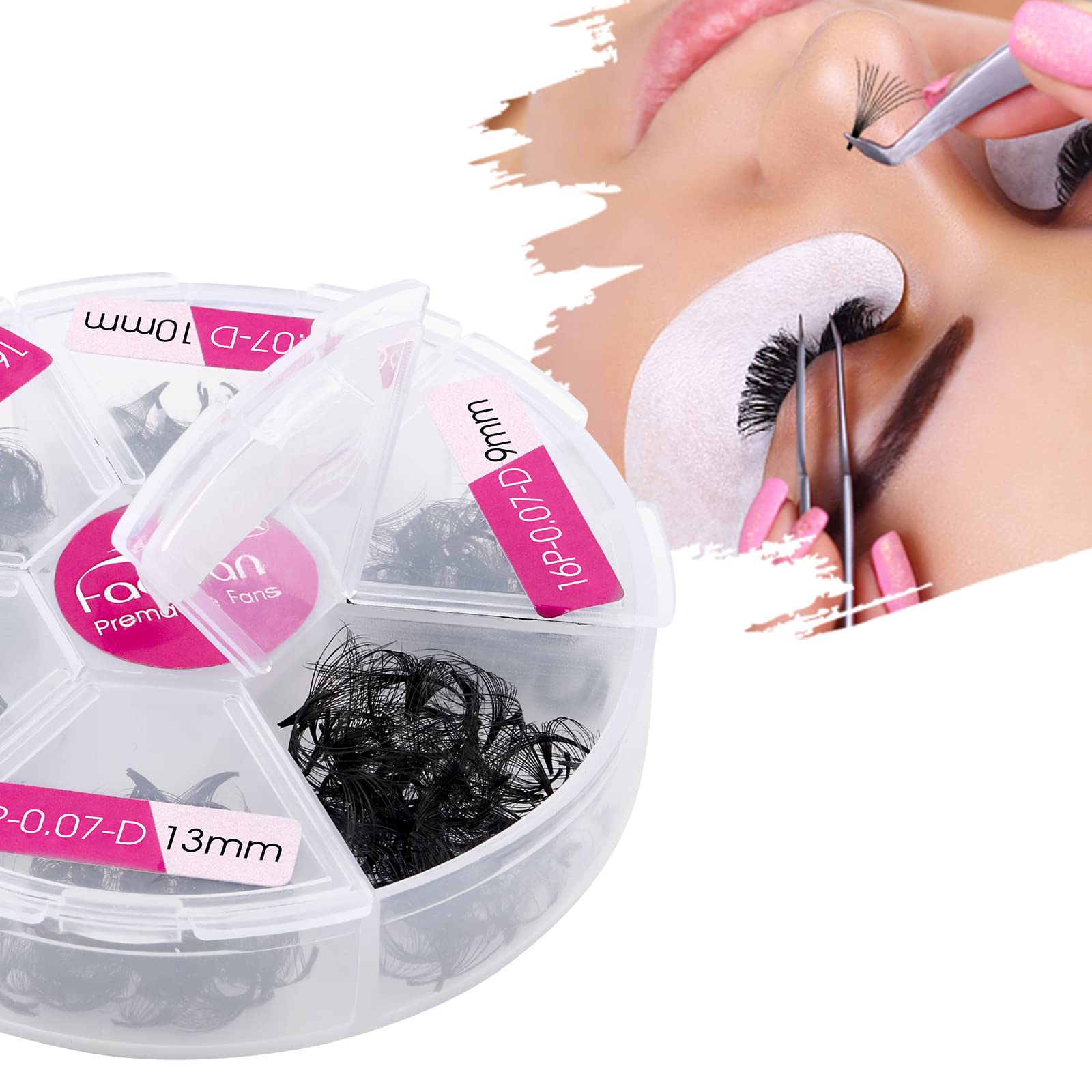 FADVAN 600 Premade Fans Eyelash Extensions | 16D 0.07D, 9–14mm Volume