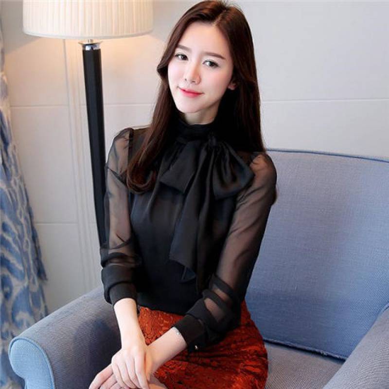 Bow Chiffon Shirt For Women