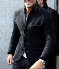 Long Sleeve Thick Cardigan Slim Fit Warm Stand Collar Casual Bottoming Shirt