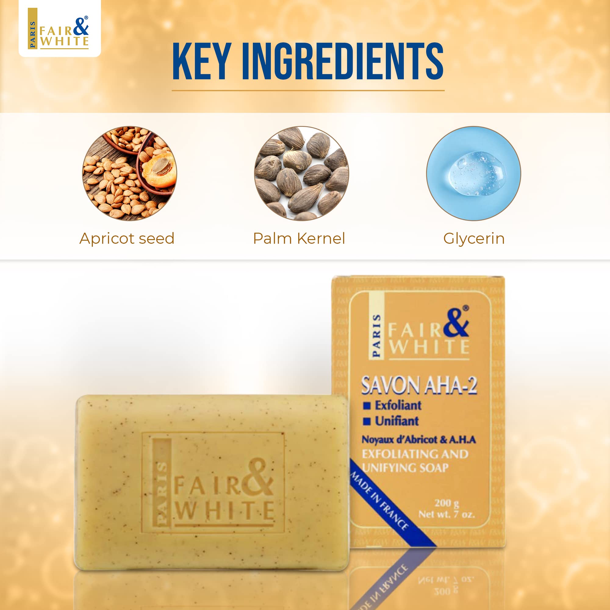 FAIR & WHITE Original AHA Exfoliating Soap – 200 g / 7 oz | Body Cleanse, Skin Prep, Hydroquinone Free