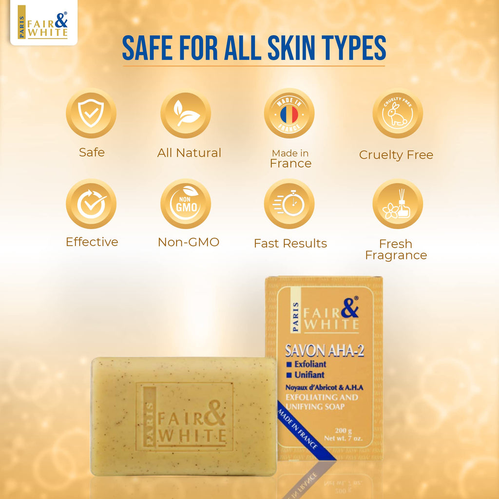 FAIR & WHITE Original AHA Exfoliating Soap – 200 g / 7 oz | Body Cleanse, Skin Prep, Hydroquinone Free