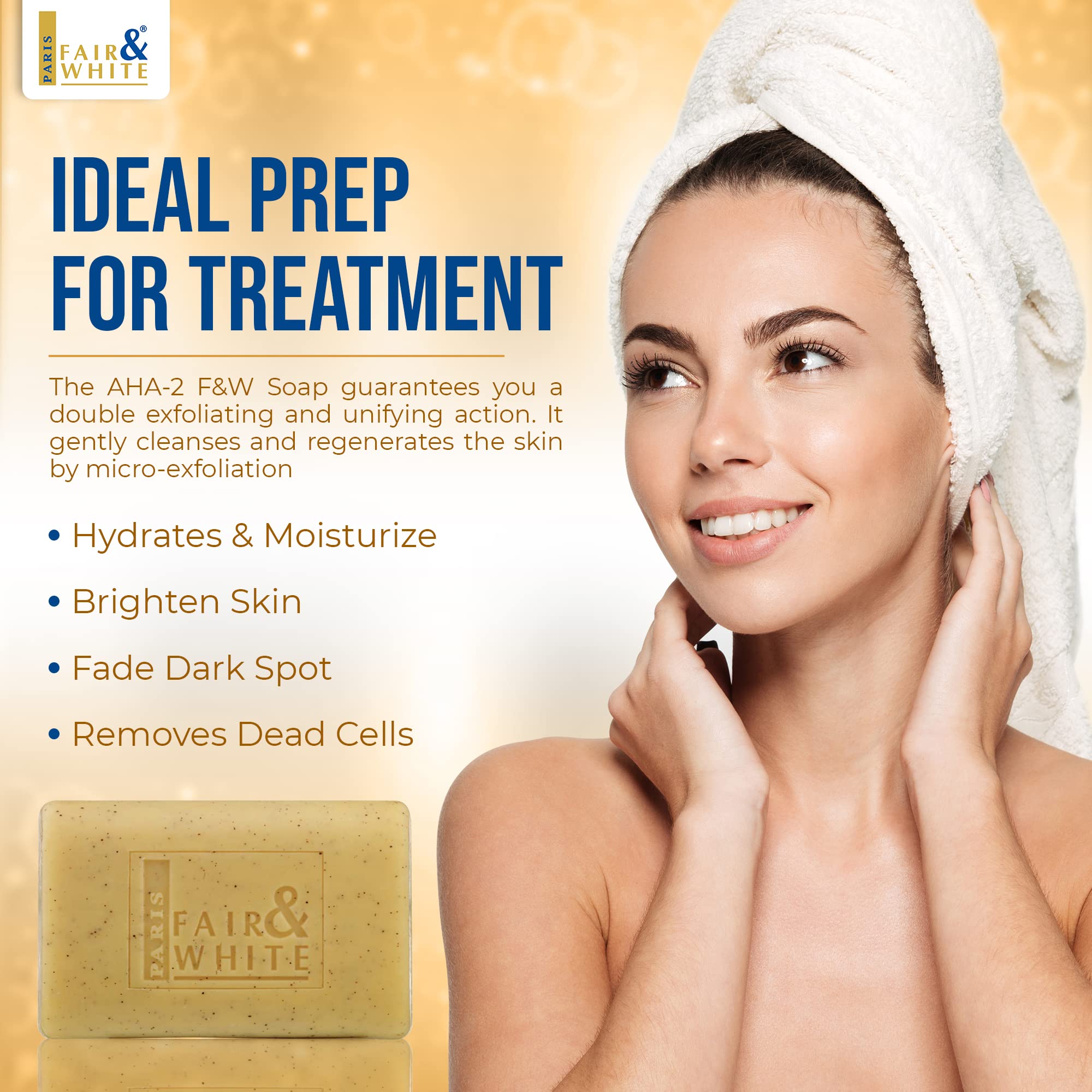 FAIR & WHITE Original AHA Exfoliating Soap – 200 g / 7 oz | Body Cleanse, Skin Prep, Hydroquinone Free