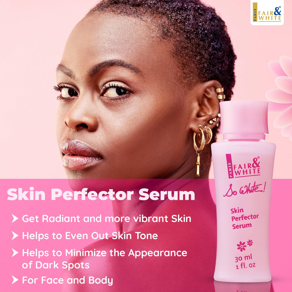 FAIR & WHITE So White Skin Brightening Serum 30ml – Kojic Acid & Castor Oil for Face, Elbows, Knees, Feet