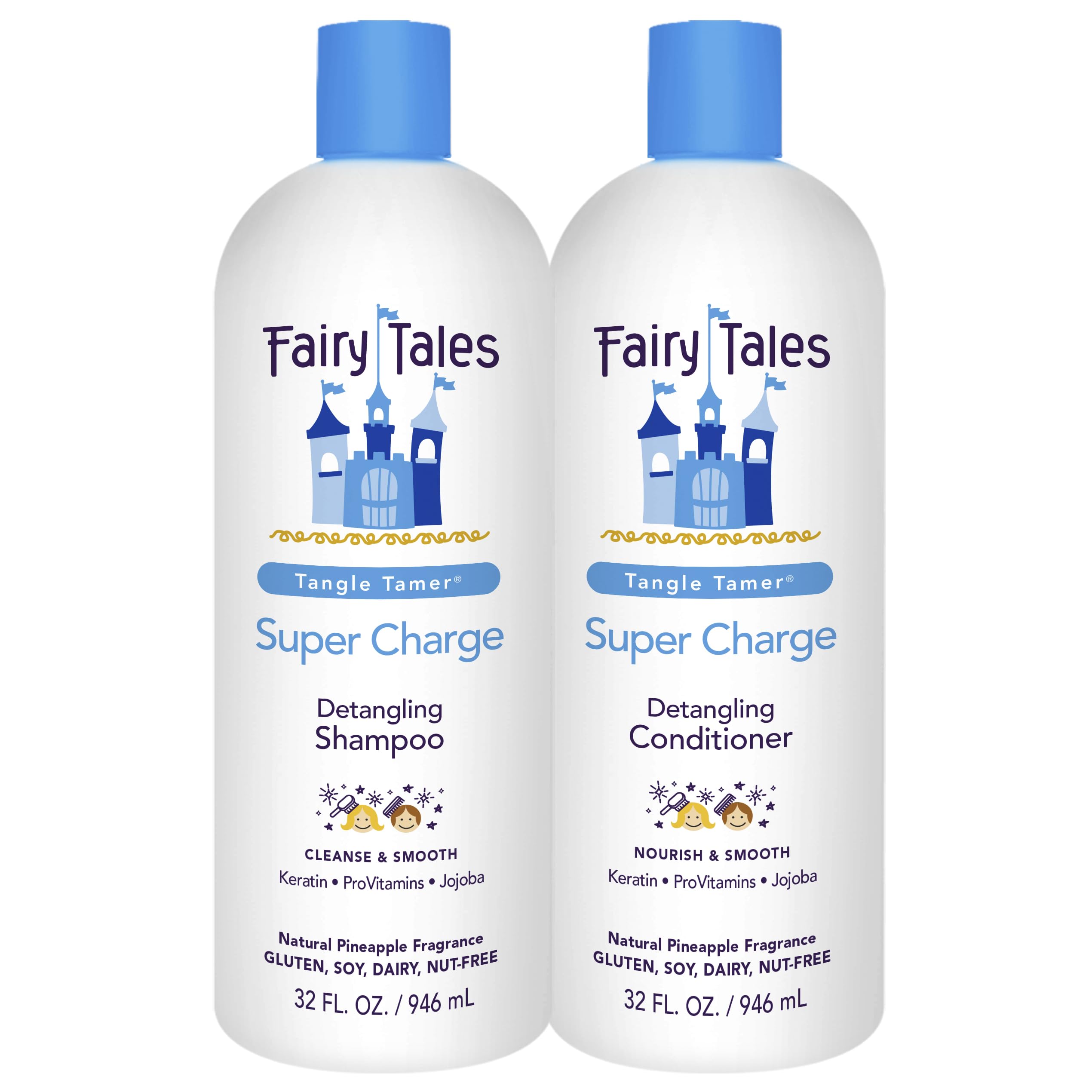 Fairy Tales Tangle Tamer Kid Detangling Shampoo & Conditioner – 32 Oz 2-Pack