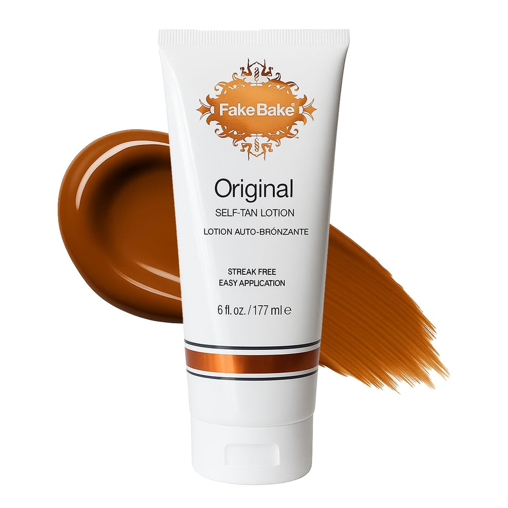 Fake Bake Original Self-Tanning Lotion – Buildable, Natural Sunless Tan for All Skin Tones (6 oz) | Streak-Free & Long-Lasting