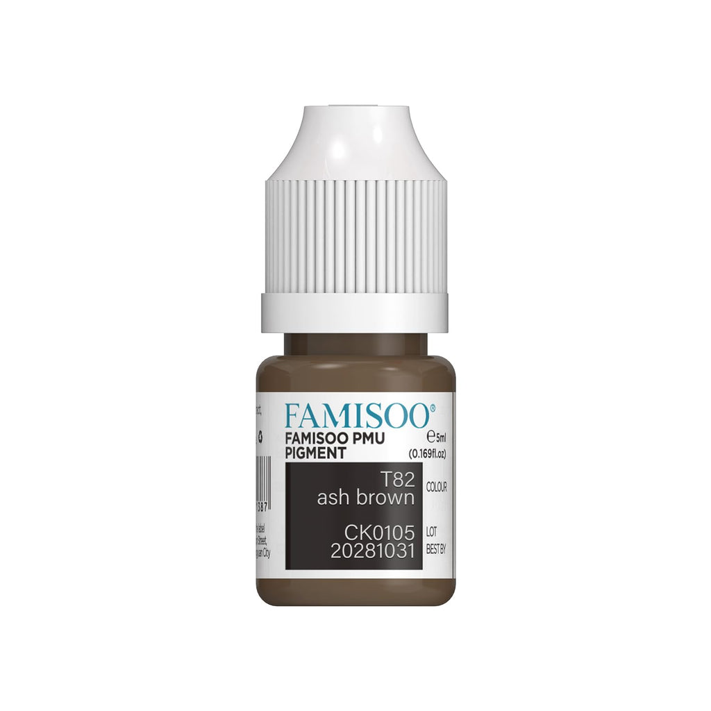 FAMISOO PMU Pigments for Eyebrow – Ash Brown 0.169oz/5ml | Long-Lasting Microblading Ink