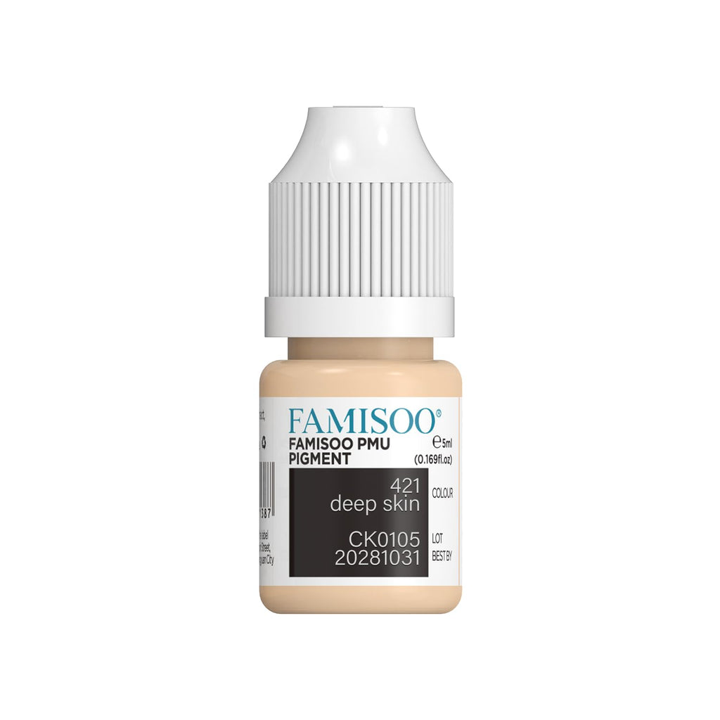 FAMISOO PMU Pigments for Eyebrow – 0.169oz / 5ml – Professional Tattoo Ink for Long-Lasting Eyebrows (421 Deepskin)