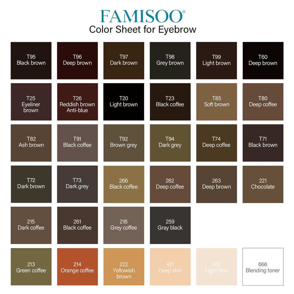FAMISOO PMU Pigments for Eyebrow – 0.169oz / 5ml – Professional Tattoo Ink for Long-Lasting Eyebrows (421 Deepskin)
