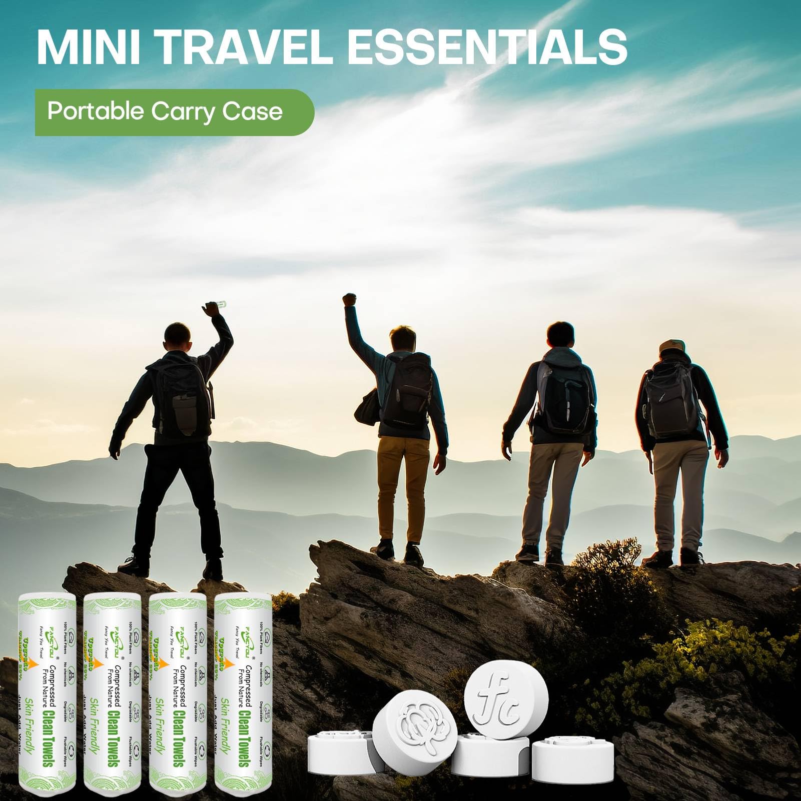 Fancyou Compressed Coin Towels – 500 Pcs Travel Pack with 4 Carry Cases